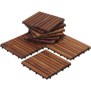 EZ-Floor 12" x 12" Teak Wood Snap-In Deck Tiles for $88