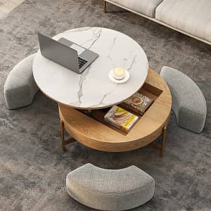 Homary Round Lift-Top Coffee Table with Storage for $550 Homary Round Lift-Top Coffee Table with Storage for $550