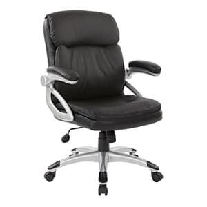 Office Star ECH Series Bonded Leather Executive Chair with Lumbar Support and Padded Flip Arms, for $166