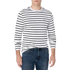 Tommy Hilfiger mens Tommy Hilfiger Men's Long Sleeve Graphic T-shirt T Shirt, Bright White, X-Large for $21