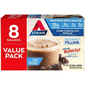 Atkins Gluten Free Protein-Rich Shake, Dark Chocolate Royale, Keto-Friendly, 8 Count for $32