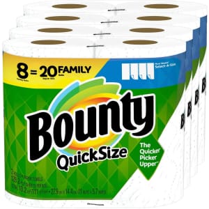 Bounty Quick-Size Paper Towels Family Roll 8-Pack for $15 Bounty Quick-Size Paper Towels Family Roll 8-Pack for $15