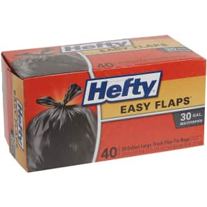 Hefty 30-Gallon Easy Flaps Multipurpose Large Trash Bags 40-Pack for $5.15 via Sub & Save Hefty 30-Gallon Easy Flaps Multipurpose Large Trash Bags 40-Pack for $5.15 via Sub & Save