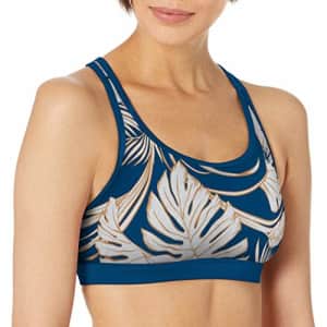 Body Glove Women's Equalizer Medium Support Activewear Sport Bra, Lush Prussian Floral, Small for $21