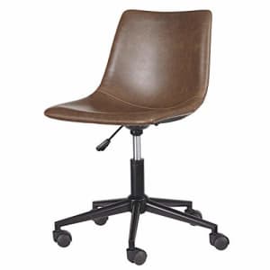 Signature Design by Ashley Faux Leather Adjustable Swivel Bucket Seat Home Office Desk Chair, Brown for $112