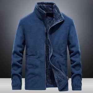 Men's Fleece Stand Collar Jacket for $17