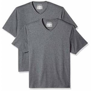 Amazon Essentials Men's 2-Pack Loose-Fit Short-Sleeve V-Neck T-Shirt, Charcoal Heather, X-Small for $7