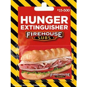 $50 Firehouse Subs Gift Card for $50 w/ free $10 Amazon credit $50 Firehouse Subs Gift Card for $50 w/ free $10 Amazon credit