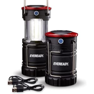 Eveready 360 Rechargeable LED Camping Lantern 2-Pack for $15