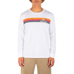 Hurley Men's Everyday Washed Long Sleeve T-Shirt, White, X-Large for $20