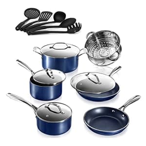 GraniteStone Granite Stone Blue Cookware Sets Nonstick Pots and Pans Set 10pc Cookware Sets |+ 5 Piece Utensil for $147