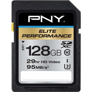 PNY 128GB Elite Class 10 UHS-I SD Card for $16