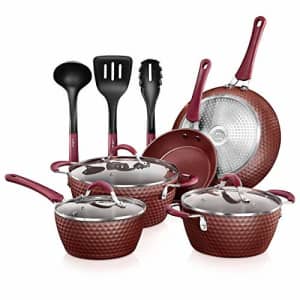 NutriChef Nonstick Cookware Excilon Home Kitchen Ware Pots & Pan Set with Saucepan Frying Pans, for $93