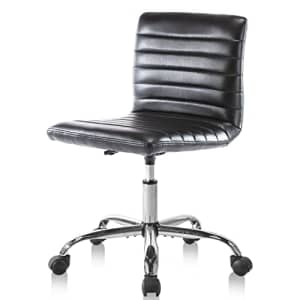 EDX Home Office Desk Chair, Modern Adjustable Low Back Rolling Chair Striped PU Leather Padded Chair for $72
