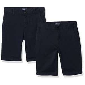 The Children's Place Boys' Uniform Stretch Chino Shorts 2-Pack, New Navy, 16 for $15