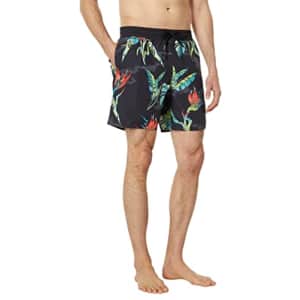 Volcom Men's Standard 17-inch Elastic Waist Surf Swim Trunks, Beach Bunch Black, Small for $21