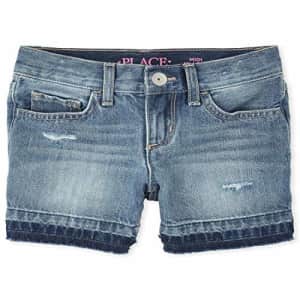 The Children's Place Girls' Plus Destroyed Denim Shorts, Twyla WASH, 8P for $10