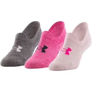 Under Armour Unisex-Adult Essential Ultra Low Tab Socks, 3-Pairs, Pink Note/Electro Pink/Electro for $17