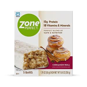 Zone Perfect ZonePerfect Protein Bars, 18 vitamins & minerals, 15g protein, Nutritious Snack Bar, Cinnamon Roll, for $18