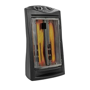 Comfort Zone CZQTV007BK Fan-Assisted Tower Radiant Quartz Heater, Black, Deluxe Forced for $50