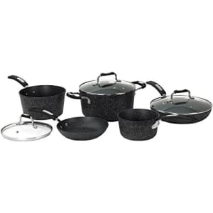 THE ROCK by Starfrit 030930-001-0000 8-Piece Cookware Set with Bakelite Handles, Black for $89