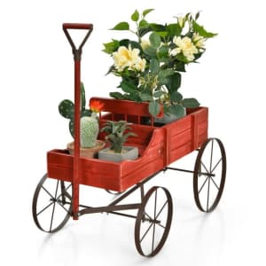 Costway Wooden Wagon Garden Planter for $35 Costway Wooden Wagon Garden Planter for $35