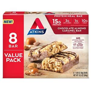 Atkins Chocolate Almond Caramel Protein Meal Bar. with Real Almond Butter. Keto-Friendly. Gluten for $13