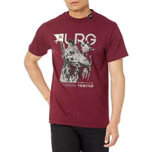 LRG mens Lrg Men's Lifted Research Group Giraffe Graphic Design T-shirt T Shirt, Burgundy/Giraffe, for $13