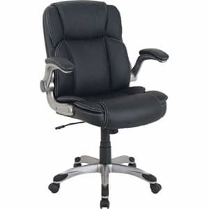 Lorell Soho Flip Armrest Mid-Back Leather Chair, Black for $144 Lorell Soho Flip Armrest Mid-Back Leather Chair, Black for $144