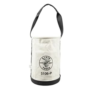 Klein Tools 5106P Storage Bucket, Canvas Tool Bucket, 9-Inch Diameter, 14-Inch Height, No. 6 for $62 Klein Tools 5106P Storage Bucket, Canvas Tool Bucket, 9-Inch Diameter, 14-Inch Height, No. 6 for $62