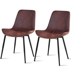 Giantex 2Pcs Dining Chairs Barstools Accent Armless Chairs Suede Fabric Home Dining Room Furniture for $90
