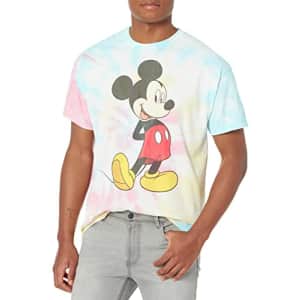 Disney Characters Traditional Mickey Young Men's Short Sleeve Tee Shirt, BLU/PNK/LY, XX-Large for $22