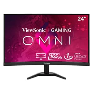 ViewSonic OMNI VX2468-PC-MHD 24 Inch Curved 1080p 1ms 165Hz Gaming Monitor with FreeSync Premium, for $150