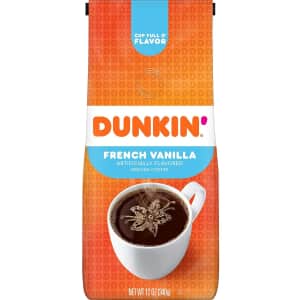 Dunkin Donuts Dunkin' French Vanilla Flavored 12-oz. Ground Coffee for $3.74 via Sub. & Save Dunkin Donuts Dunkin' French Vanilla Flavored 12-oz. Ground Coffee for $3.74 via Sub. & Save