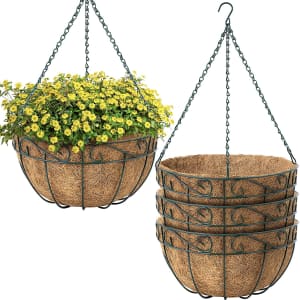 Amagabeli 12" Hanging Plant Basket 4-Pack for $49