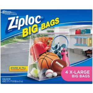 Ziploc Big Bags XL-Storage Bags 4-Count for $6