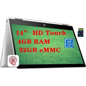 HP Chromebook x360 14 Premium 2 in 1 Laptop I 14" HD Touchscreen Anti-Glare I Intel Celeron N4000 I for $359