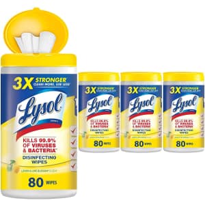 Lysol 80-Count Disinfecting Wipes 4-Pack for $15