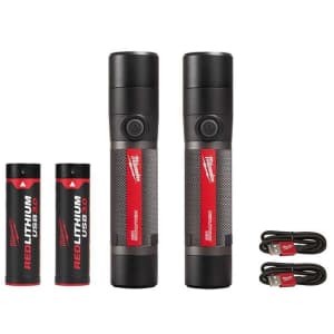 Milwaukee 800-Lumen LED Rechargeable Compact Flashlight: 2 for $89 in cart