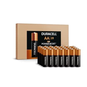 Duracell Coppertop AA Batteries 28 Count Pack Double A Battery with Power Boost Ingredients, for $30