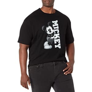 Disney Big & Tall Classic Mickey Lean Men's Tops Short Sleeve Tee Shirt, Black, Large Tall for $22