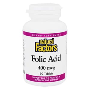 Natural Factors - Folic Acid 400mcg, Support for The Nervous & Reproductive Systems, 90 Tablets for $8