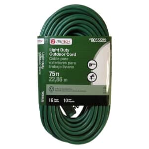 Utilitech 75-Foot 3-Prong Outdoor Light Duty General Extension Cord for $17