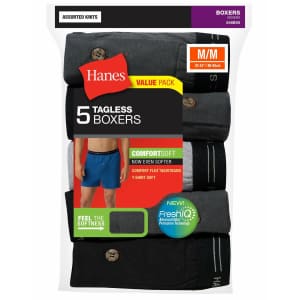 Hanes Men's Tagless ComfortSoft Knit Boxer 5-Pack for $13