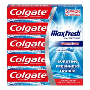 Colgate MaxFresh Toothpaste 7.6-oz. Tube 5-Pack for $9 for members Colgate MaxFresh Toothpaste 7.6-oz. Tube 5-Pack for $9 for members