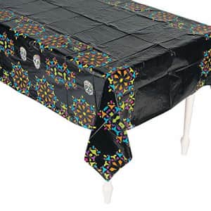 Fun Express Day of The Dead Plastic Tablecloth - Dia de Los Muertos and Halloween Party Supplies - 1 Piece for $7