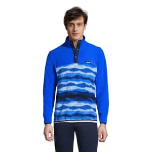 Lands' End Men's Heritage Color-Blocked Fleece Snap Neck Pullover Jacket from $18