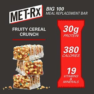 MET-Rx Big 100 Colossal Protein Bars, Fruity Cereal Crunch Meal Replacement Bars, 9 Count for $27