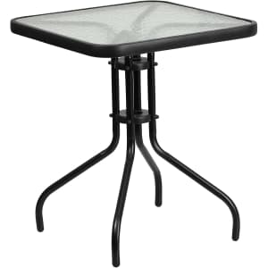 Flash Furniture 23.5'' Square Tempered Glass Metal Table for $38