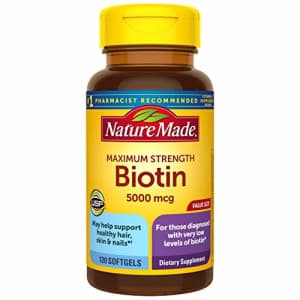 Nature Made Maximum Strength Biotin 5000 mcg Softgels, 120 Count Value Size (Packaging May Vary) for $35